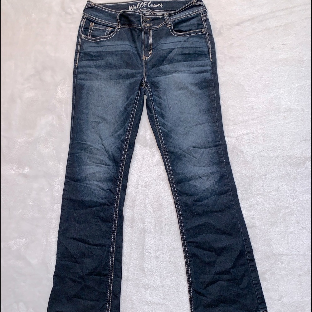 WALLFLOWER Dark Wash Bling Bootcut Jeans
